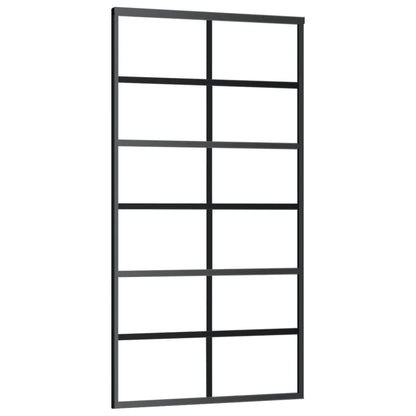 Porta Scorrevole in Vetro ESG e Alluminio 102x205 cm Nera - homemem39