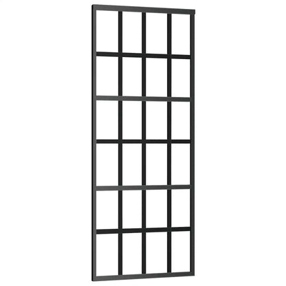 Porta Scorrevole in Vetro ESG e Alluminio 76x205 cm Nera - homemem39
