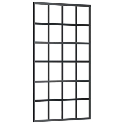 Porta Scorrevole in Vetro ESG e Alluminio 102x205 cm Nera - homemem39