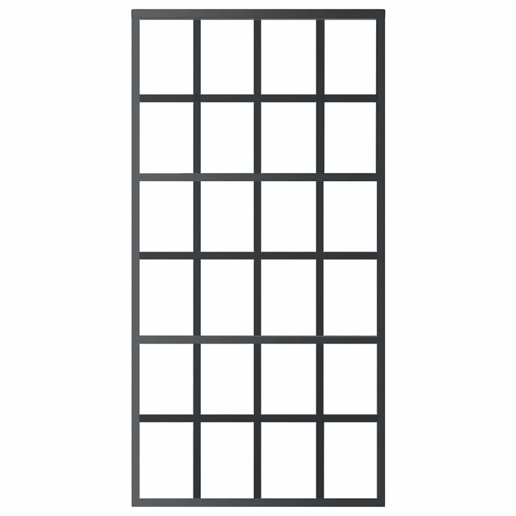 Porta Scorrevole in Vetro ESG e Alluminio 102x205 cm Nera - homemem39