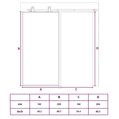 Porta Scorrevole in Vetro ESG e Alluminio 102x205 cm Nera - homemem39