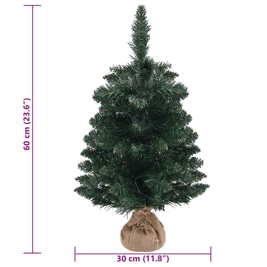 Albero di Natale Preilluminato con Palline Verde 60 cm