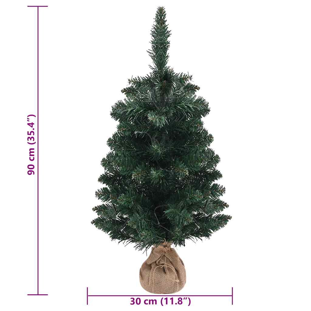 Albero di Natale Preilluminato con Supporto Verde 90 cm in PVC