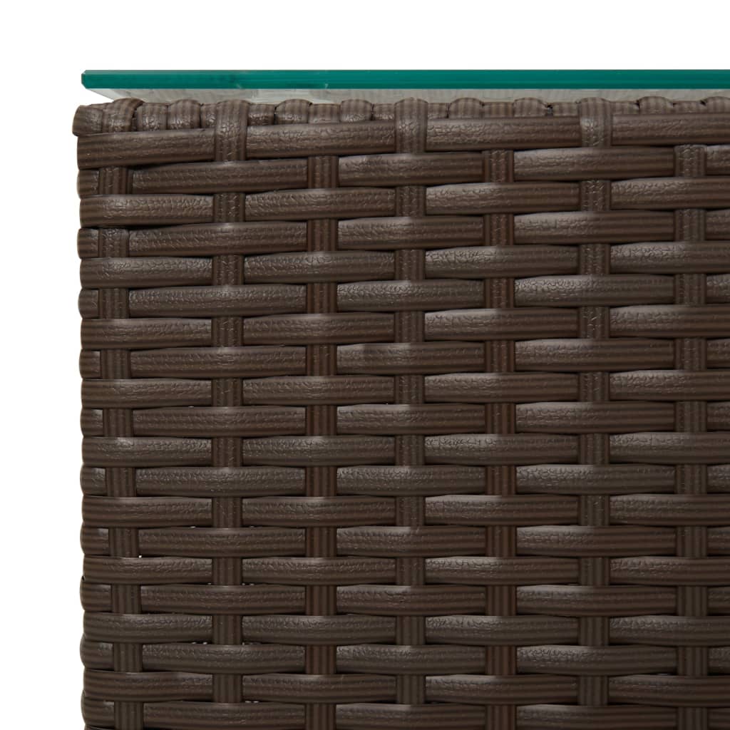 Tavolini 3 pz con Piano in Vetro Marroni in Polyrattan | homemem39