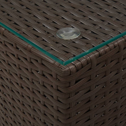 Tavolini 3 pz con Piano in Vetro Marroni in Polyrattan | homemem39