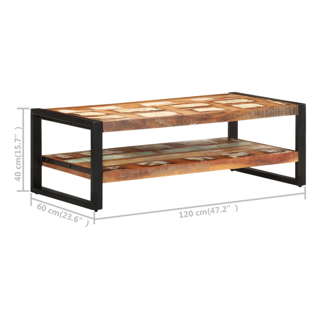 Tavolino da Salotto 120x60x40 cm in Legno Massello di Recupero | homemem39