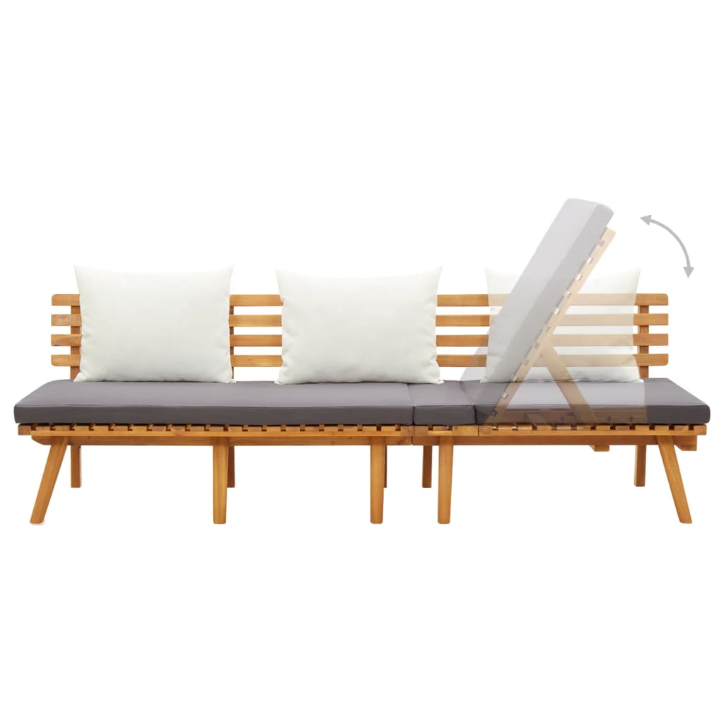 Garden Sofa Bed 200x65 cm in Solid Acacia Wood