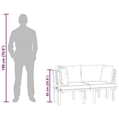 2 Seater Garden Sofa and Cushions in Solid Acacia Wood