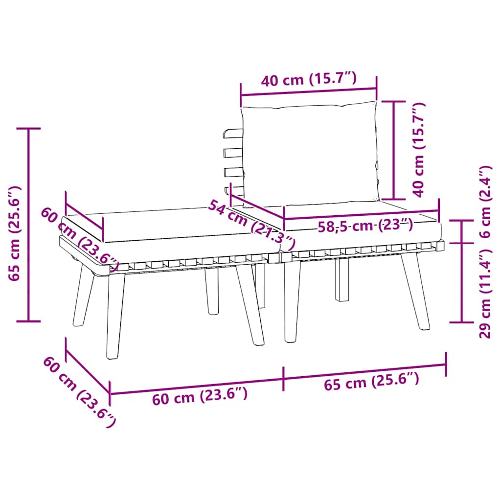 3-piece Garden Sofa Set with Solid Acacia Cushions