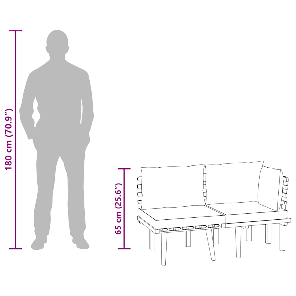 Set Divani da Giardino 2 pz con Cuscini in Massello di Acacia