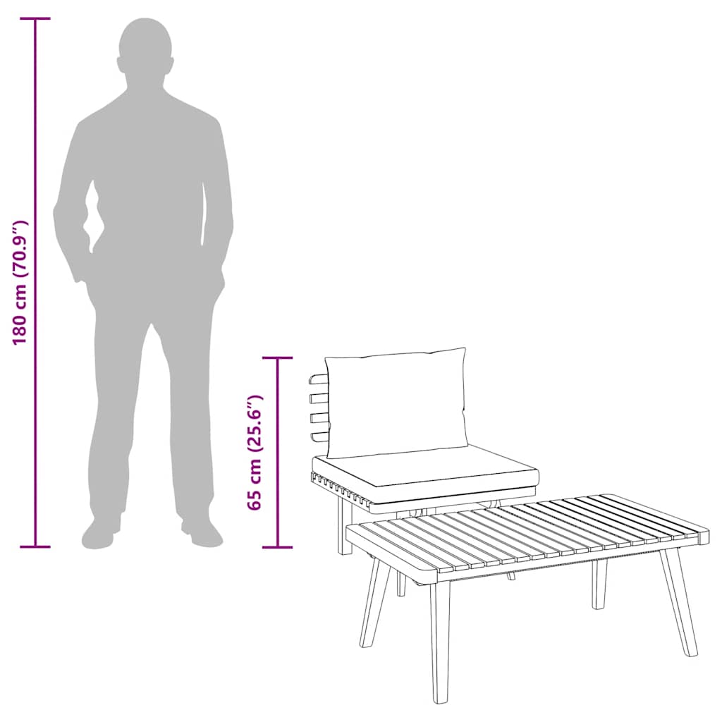 2 pc Garden Sofa Set with Solid Acacia Cushions