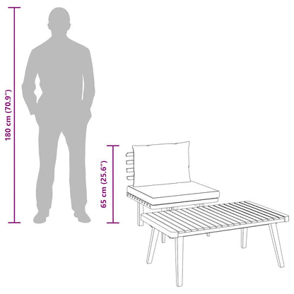 2 pc Garden Sofa Set with Solid Acacia Cushions