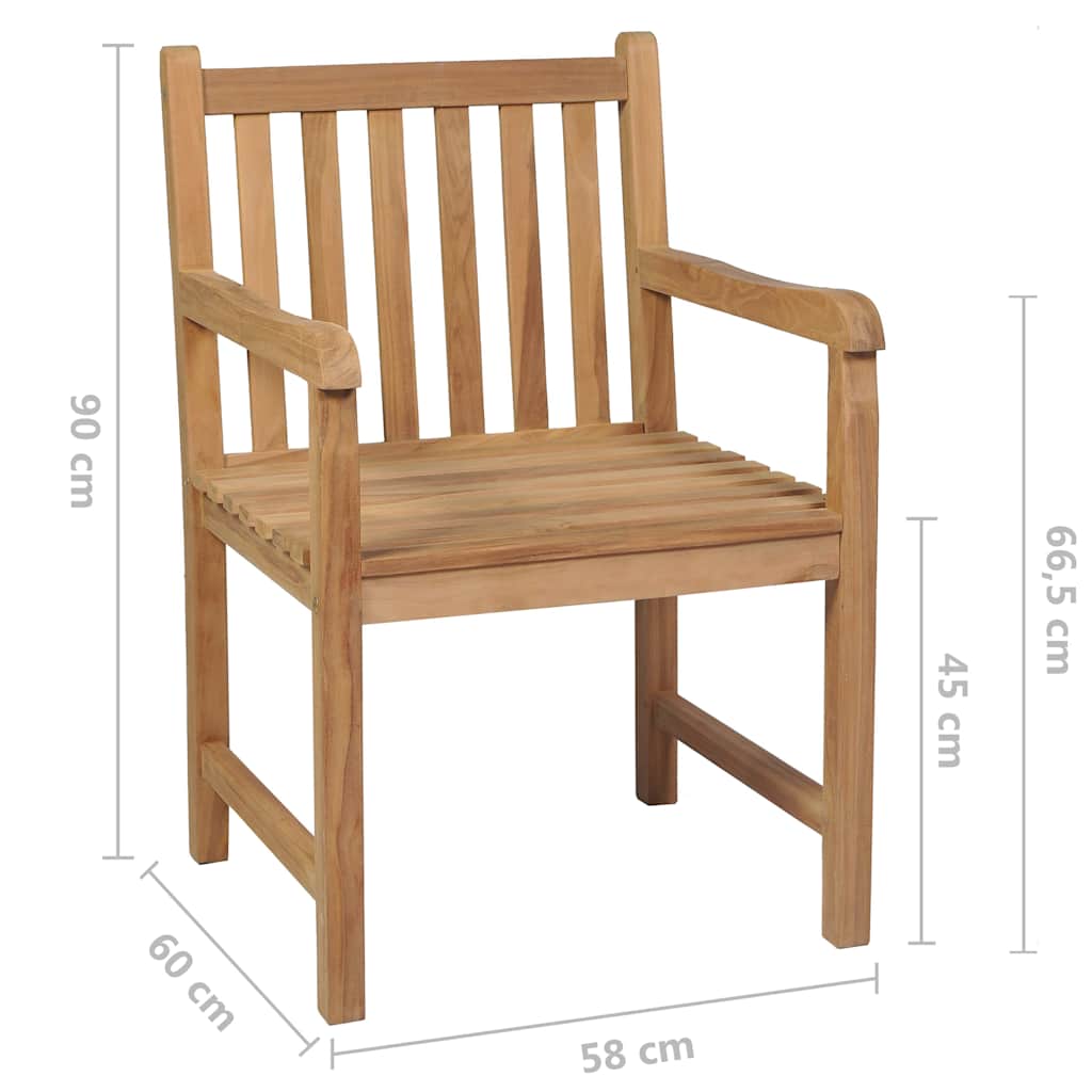 Sedie Giardino 4 pz con Cuscini Rossi a Quadri Massello di Teak | homemem39