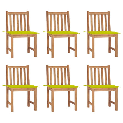 Sedie da Giardino 6 pz con Cuscini in Legno Massello di Teak