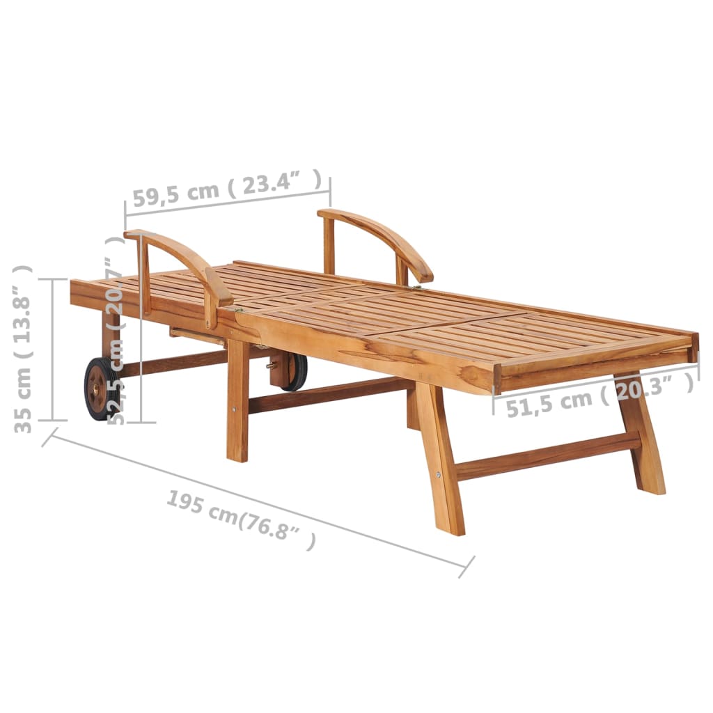 Lettini Prendisole 2 pz con Tavolo e Cuscino Antracite in Teak - homemem39