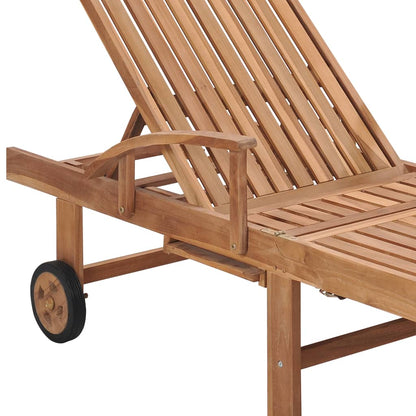 Lettini Prendisole 2 pz Cuscino Rosso Legno Massello di Teak