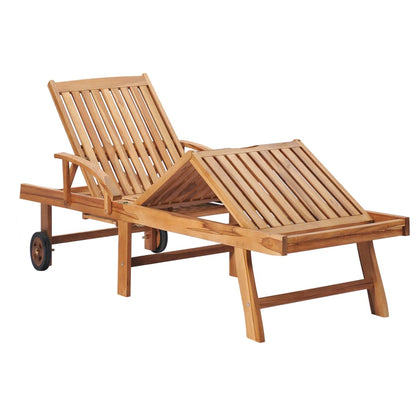 Lettini Prendisole 2 pz con Cuscino Nero in Legno di Teak - homemem39