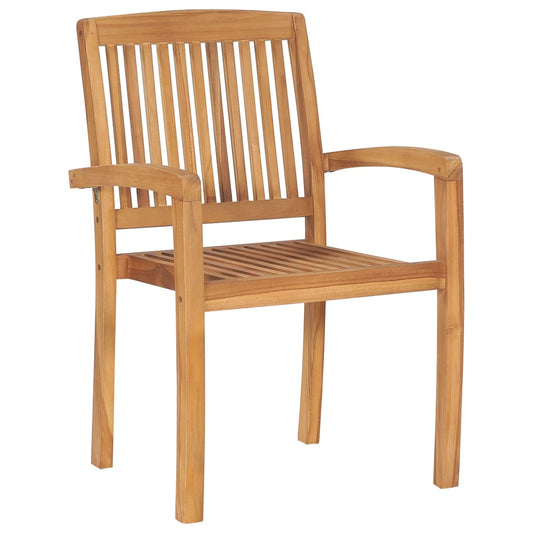 Sedie da Giardino Impilabili 4 pz in Legno Massello di Teak - homemem39