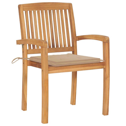 Sedie da Giardino Impilabili 4 pz con Cuscini Massello di Teak - homemem39