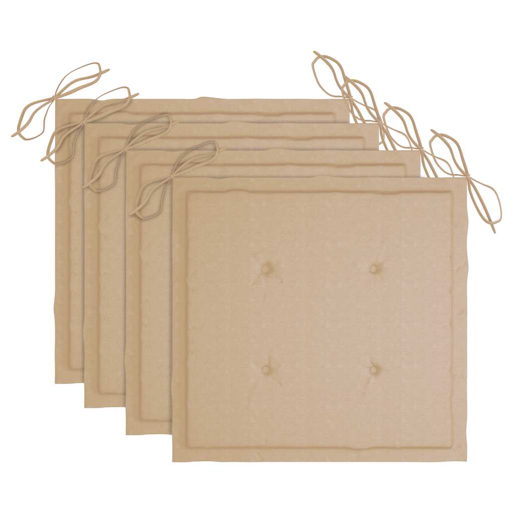 Sedie da Giardino Impilabili 4 pz con Cuscini Massello di Teak - homemem39