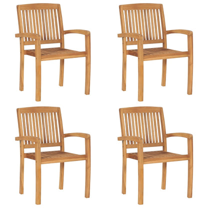 Sedie da Giardino Impilabili 4 pz con Cuscini Massello di Teak - homemem39