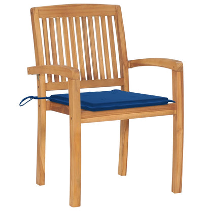 Sedie da Giardino Impilabili 4 pz con Cuscini Massello di Teak - homemem39