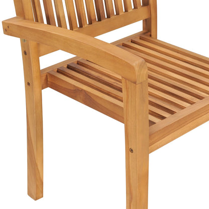 Sedie da Giardino Impilabili 4 pz con Cuscini Massello di Teak - homemem39