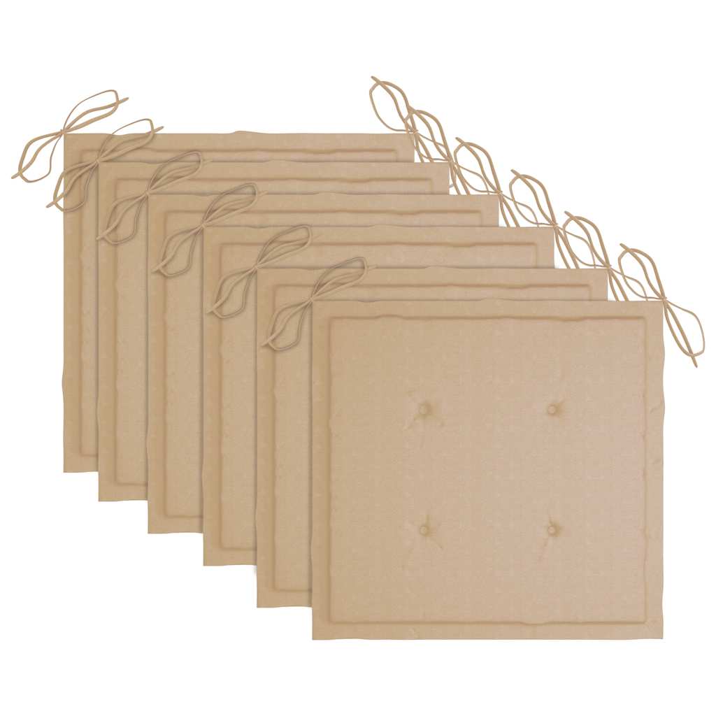 Sedie da Giardino Impilabili con Cuscini 6 pz Massello di Teak - homemem39