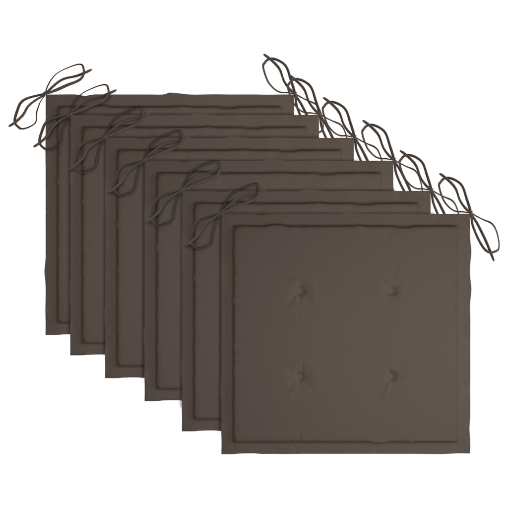 Sedie da Giardino Impilabili con Cuscini 6 pz Massello di Teak - homemem39