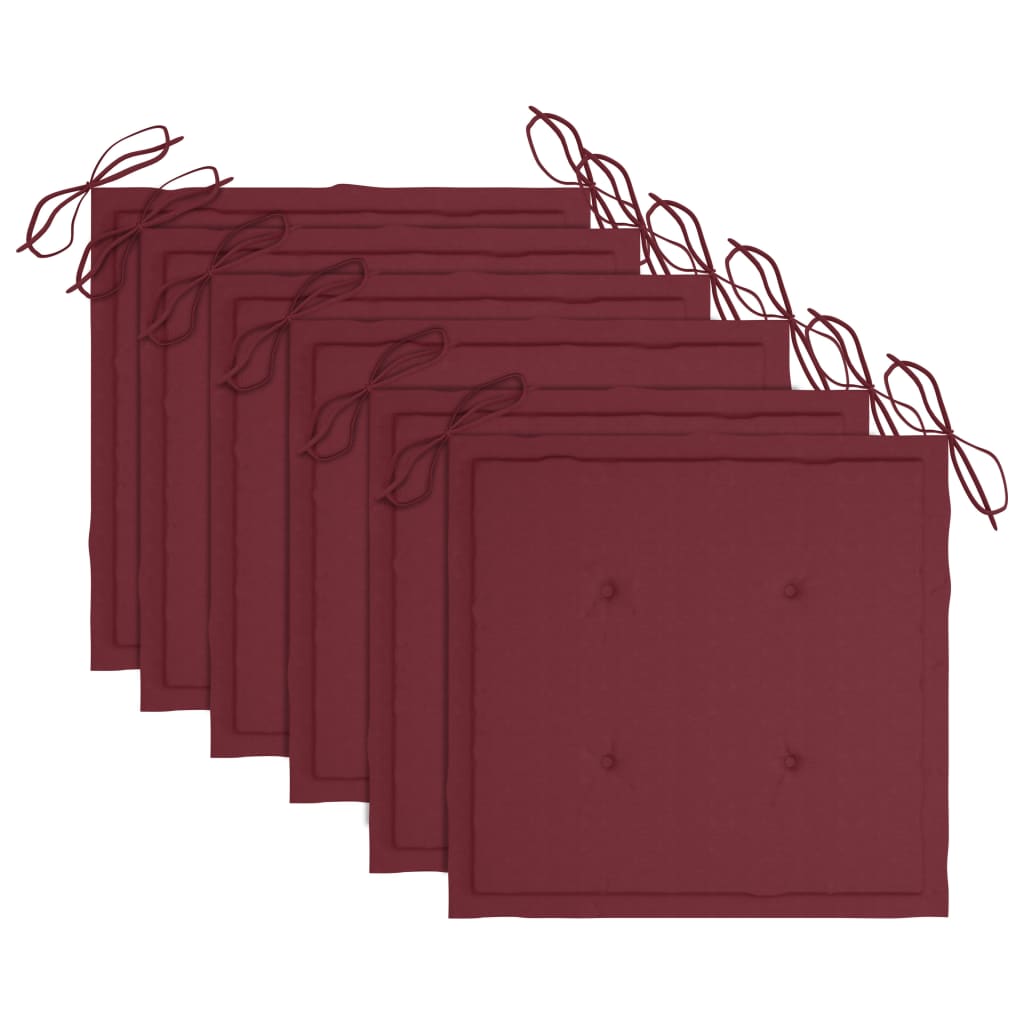 Sedie da Giardino Impilabili con Cuscini 6 pz Massello di Teak - homemem39