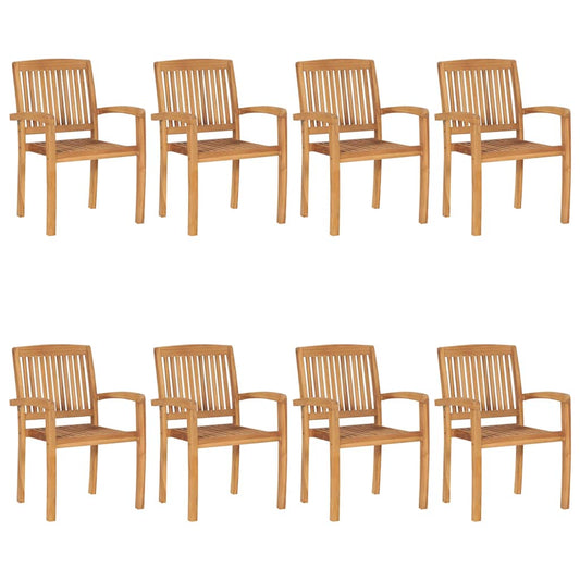 Sedie da Giardino Impilabili 8 pz con Cuscini Massello di Teak