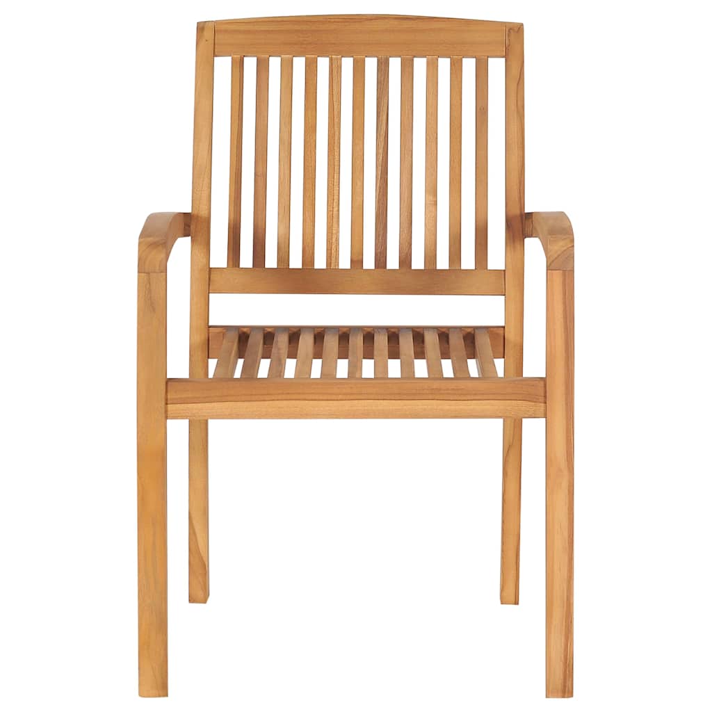 Sedie da Giardino Impilabili 8 pz con Cuscini Massello di Teak | homemem39