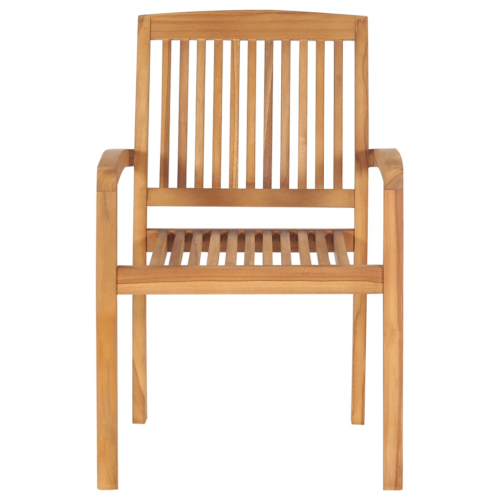 Sedie da Giardino Impilabili 4 pz con Cuscini Massello di Teak | homemem39