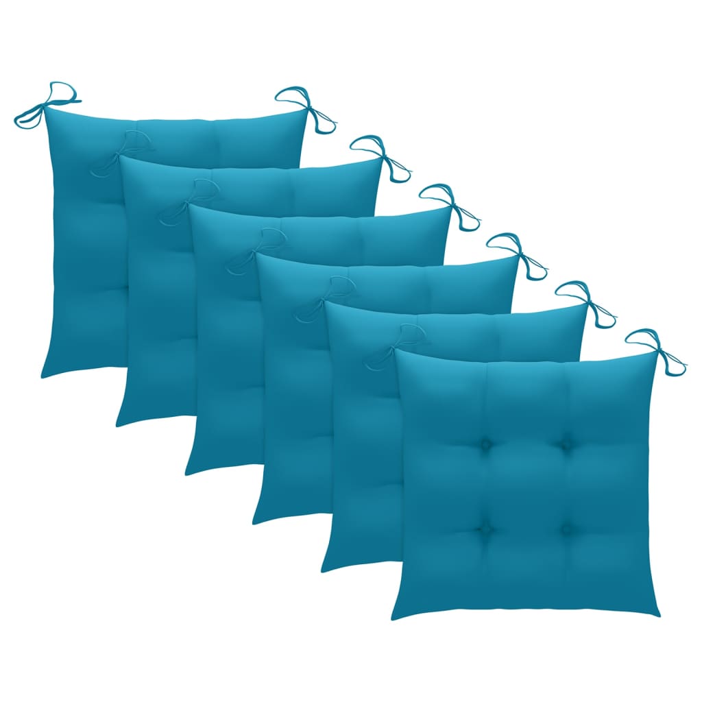 Sedie da Giardino Impilabili con Cuscini 6 pz Massello di Teak | homemem39