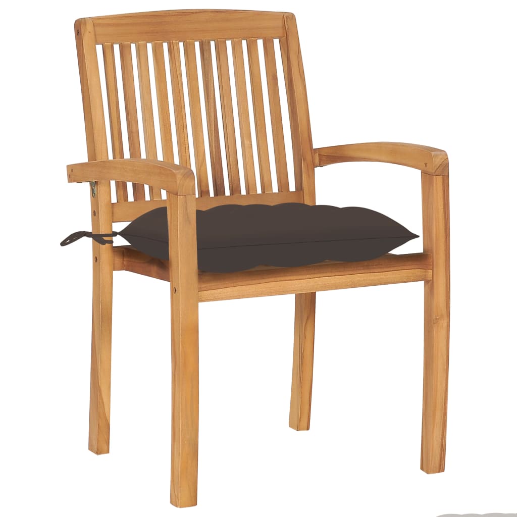 Sedie da Giardino Impilabili con Cuscini 6 pz Massello di Teak | homemem39
