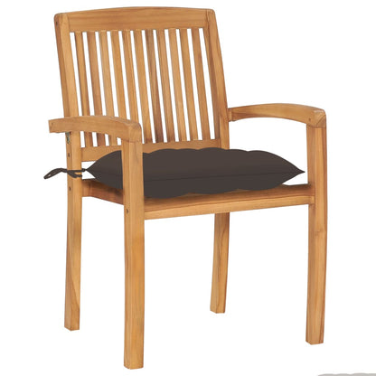 Sedie da Giardino Impilabili con Cuscini 6 pz Massello di Teak | homemem39