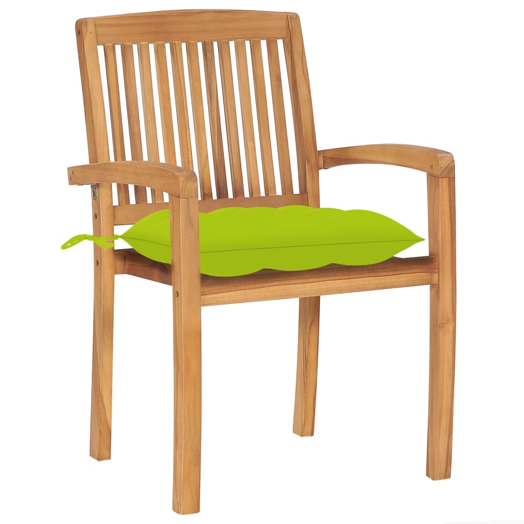 Sedie da Giardino Impilabili con Cuscini 6 pz Massello di Teak | homemem39