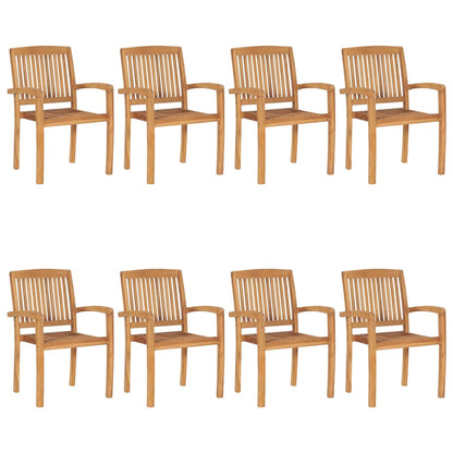 Sedie da Giardino Impilabili 8 pz con Cuscini Massello di Teak | homemem39