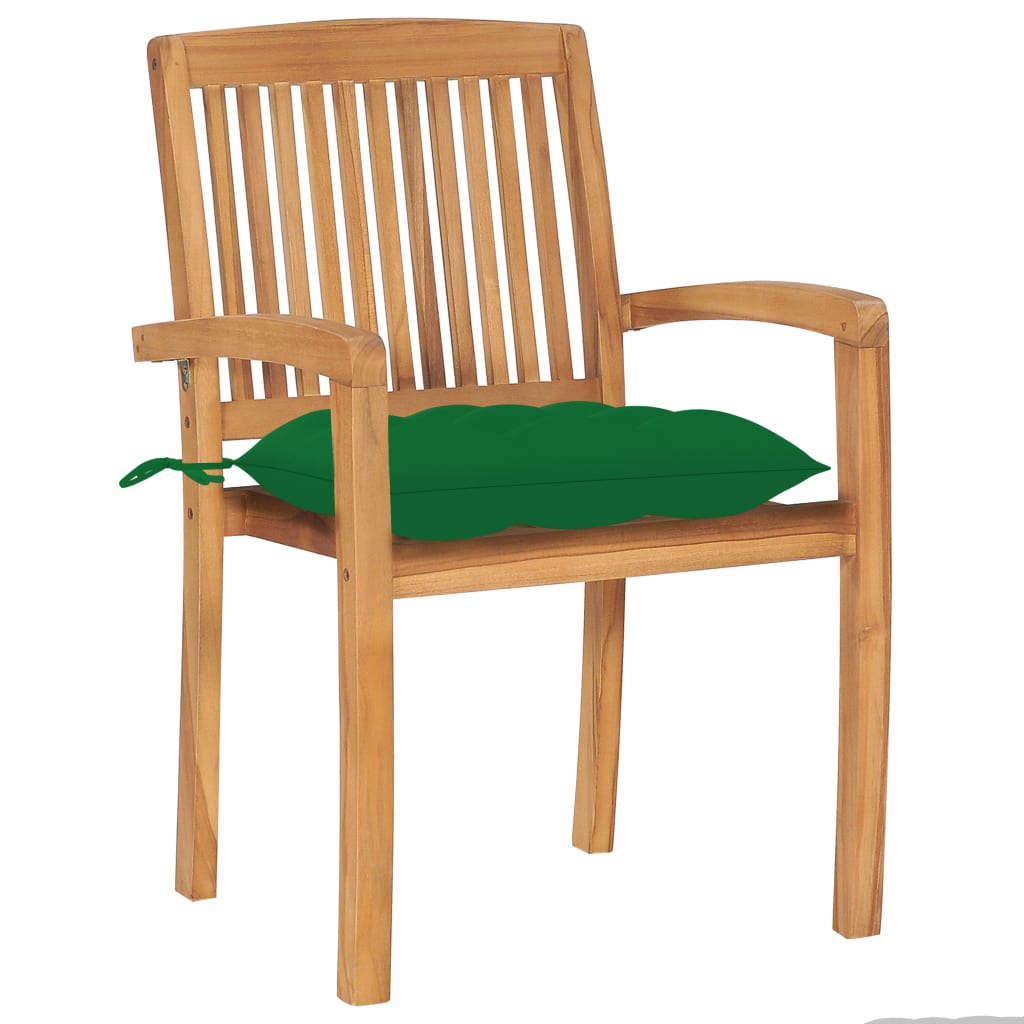 Sedie da Giardino Impilabili 8 pz con Cuscini Massello di Teak | homemem39