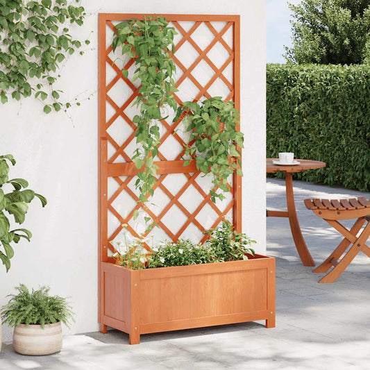 Fioriera con Traliccio Marrone 70x30x135cm in Massello di Abete