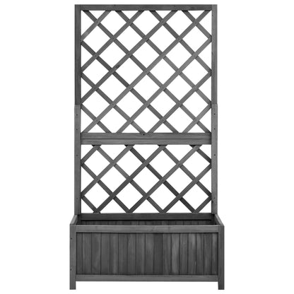 Fioriera con Traliccio Nera 70x30x135 cm in Massello di Abete - homemem39