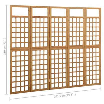 Divisorio a 5 Pannelli in Legno Massello di Abete 201,5x180 cm | homemem39