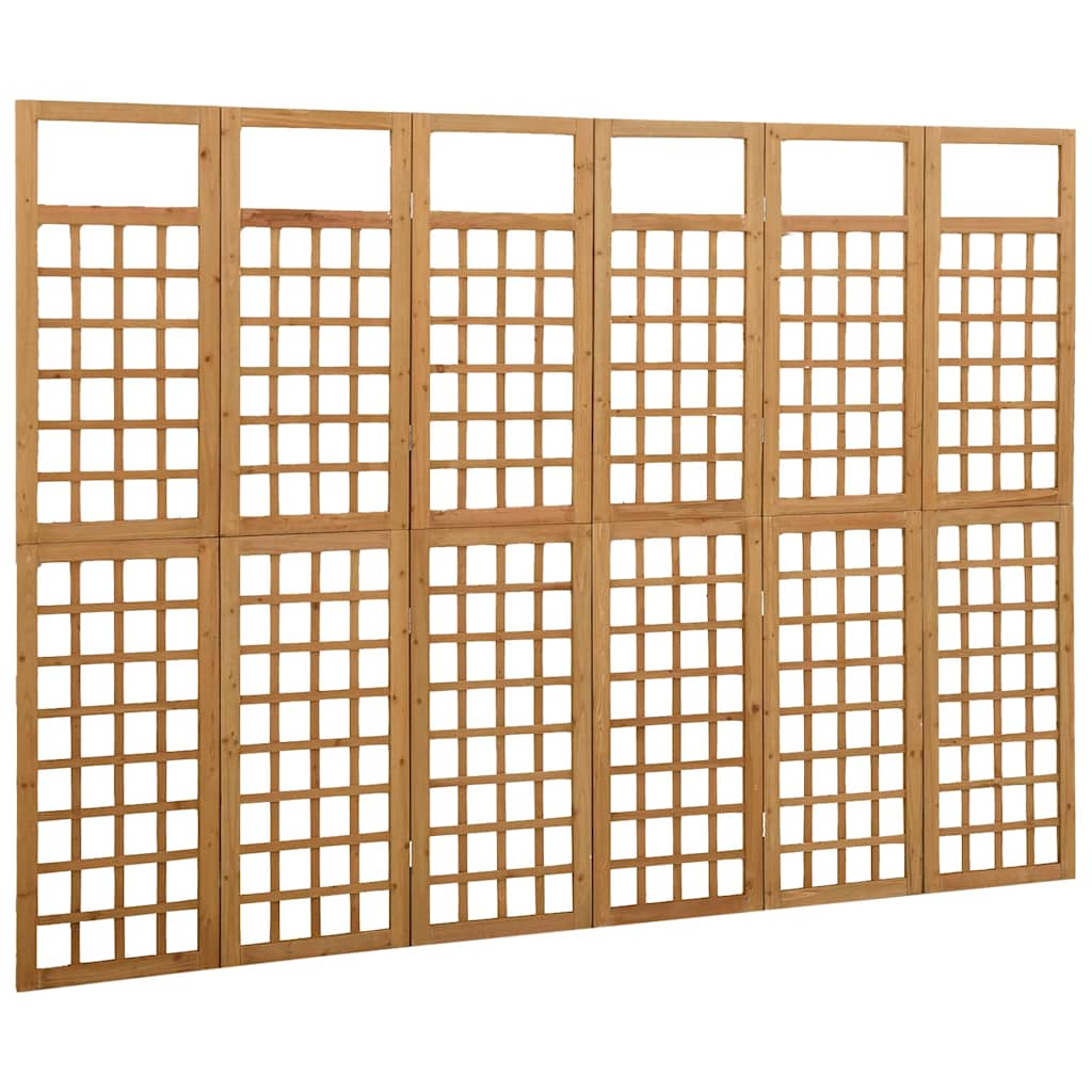 Divisorio a 6 Pannelli in Legno Massello di Abete 242,5x180 cm