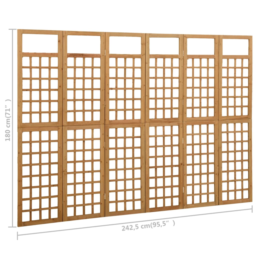 Divisorio a 6 Pannelli in Legno Massello di Abete 242,5x180 cm | homemem39