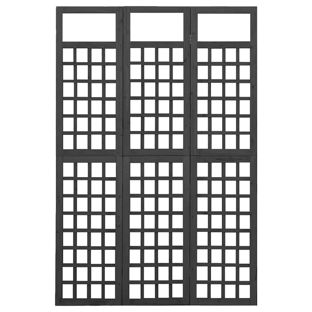 Divisorio a 3 Pannelli in Legno di Abete Nero 121x180 cm