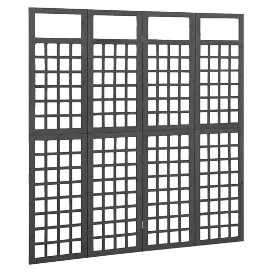 Divisorio a 4 Pannelli Legno Massello di Abete Nero 161x180 cm - homemem39
