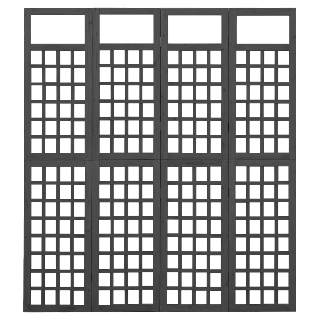 Divisorio a 4 Pannelli Legno Massello di Abete Nero 161x180 cm - homemem39
