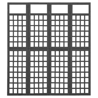 Divisorio a 4 Pannelli Legno Massello di Abete Nero 161x180 cm - homemem39