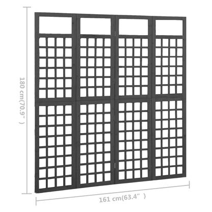 Divisorio a 4 Pannelli Legno Massello di Abete Nero 161x180 cm - homemem39