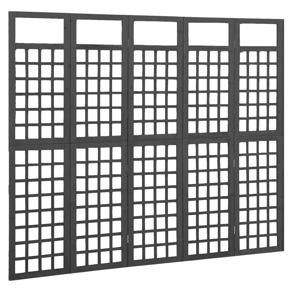 Divisorio a 5 Pannelli Legno Massello di Abete Nero 161x180 cm - homemem39